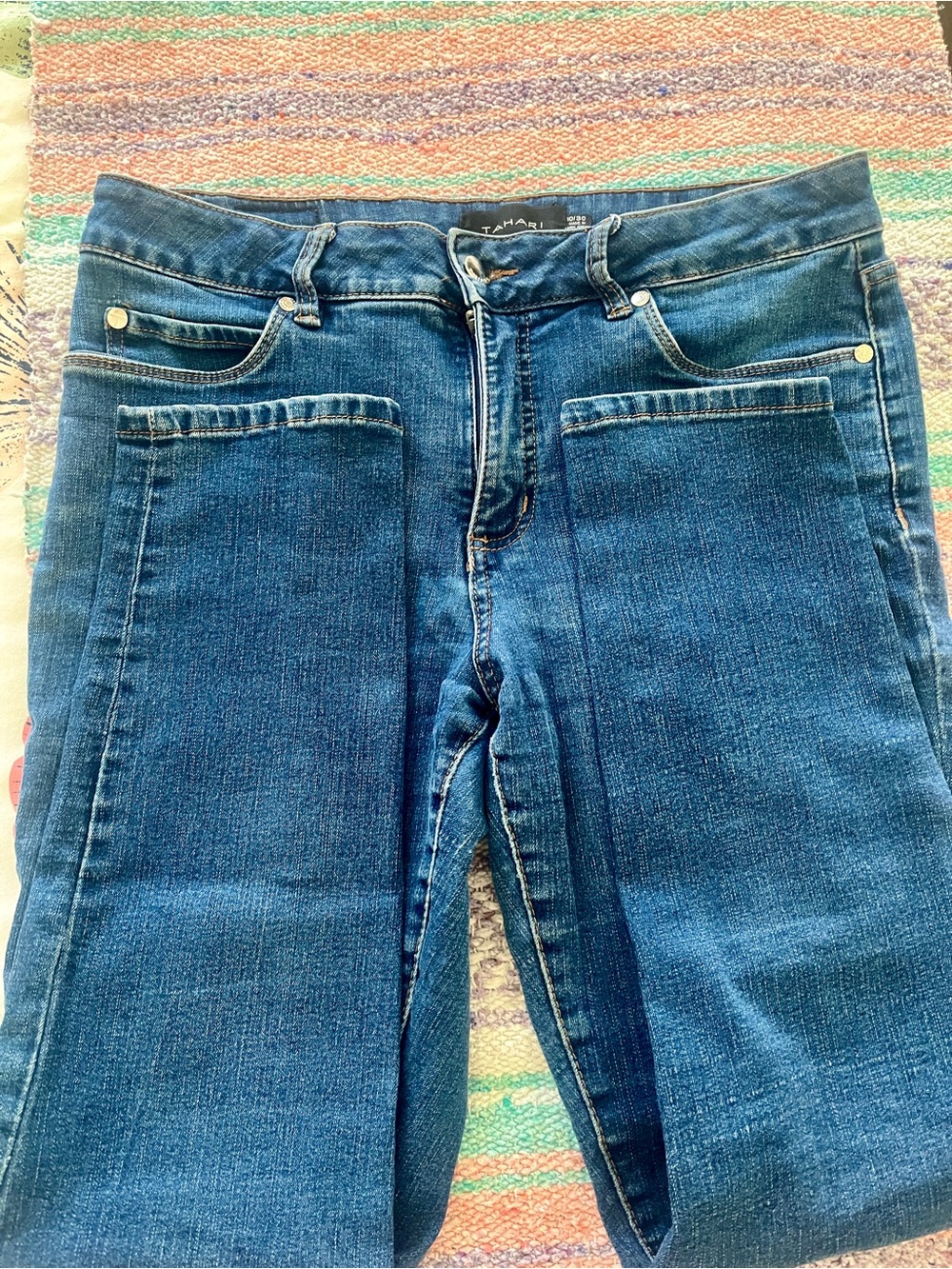 Tahari CHLOE Women’s Blue Front-Pocket Straight Leg Jeans